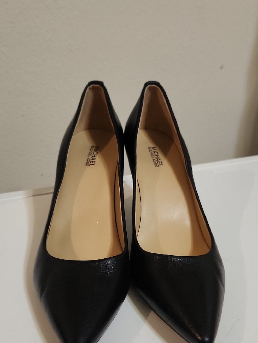 Michael Kors Black Leather Pointed-Toe Heels - Picture 2 of 6